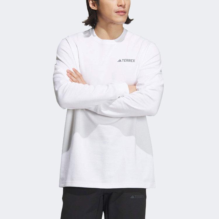 Adidas Футболка с круглым вырезом и длинным рукавом с принтом логотипа и буквами, мужская, белая IT8845