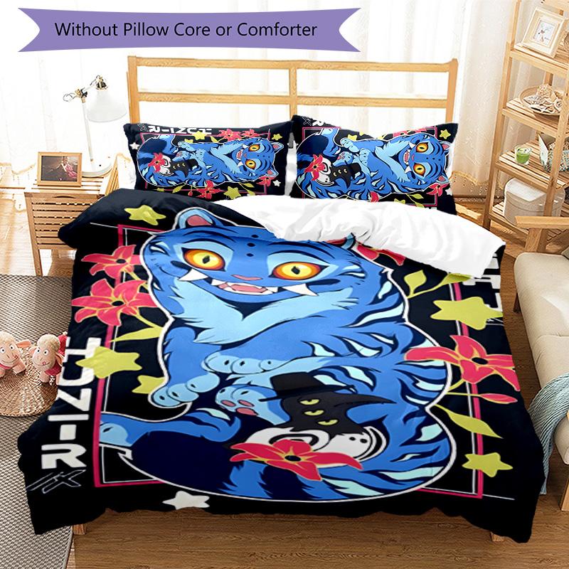 3pcs Kpop Demon Hunters Derpy pattern bedding set duvet cover set includes duvet cover &pillowcases, perfect all season bedroom decoration & gift