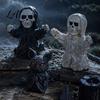 Decorative Pumpkin Figurines for Party Halloween Resin Figurine Spooky Skeleton Ghost Statue Retro Mottled Texture Ornaments Tiered Tray Tabletop