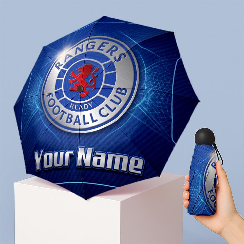 Rangers FC Manual Five Fold 8 Rib Umbrella Support Custom Text, Lightweight Travel Umbrella