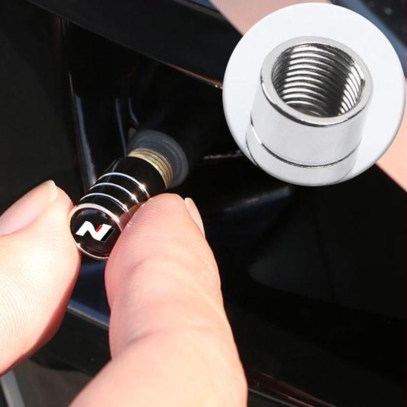 4Pcs Car Valve Caps Wheel Tires Air Tyre Stem Protective Cover For Hyundai N Line Nline I20 I30 Tucson Sonata Elantra Veloster WW76
