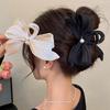 French Pearl Bow Pleated Hair Clips Women Korean Elegant Shark Clip Hair Accessories