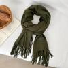 Scarf Women's Winter High-end Sense New Imitation Cashmere Solid Color Versatile Warm Fringed Shawl Scarf