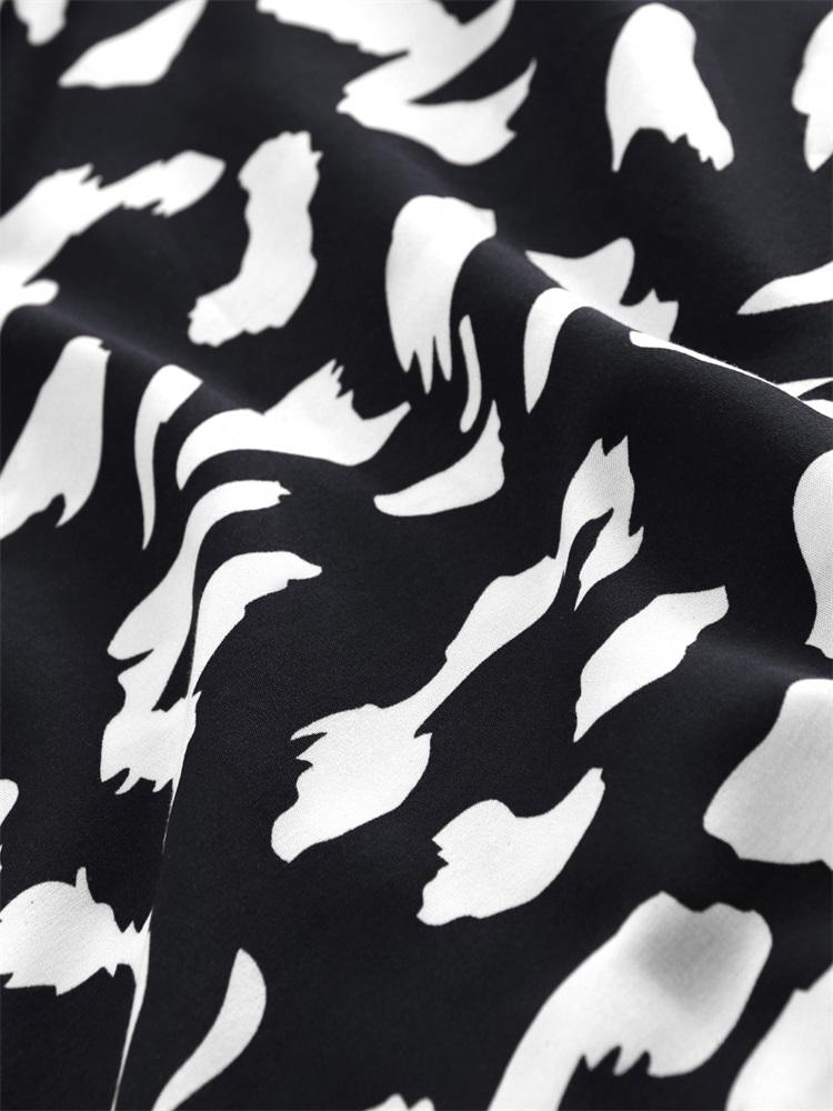 EDOLYNSA Plus Size Boho Black White Leopard Print Kaftan Beachwear Swimsuit Coverup For Women 2024 Summer Beach Dress Loose Caftan House Dresses Q1609