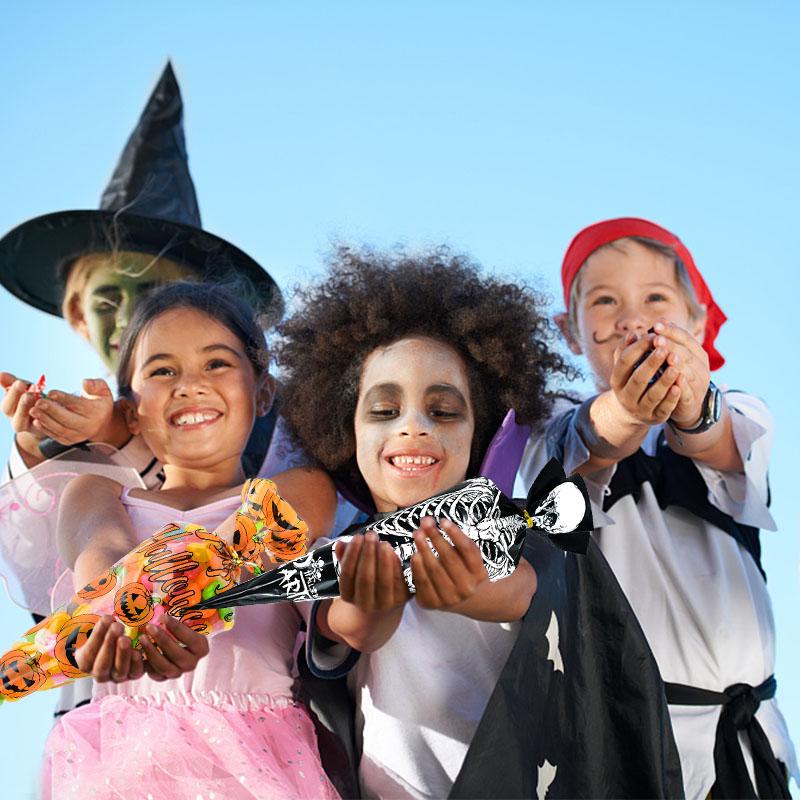 100Pcs/Lot Halloween Candy Bags Cone Bags Pumpkin Spider Bat Packaging Cookies Gift Bag Trick Or Treat For Kids Halloween Party Decoration
