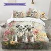 Dalmatian and Flowers Pattern Bedding Home Decoration Birthday Gift (1 * duvet cover + 2 * pillowcase, without core)