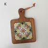1 PCS Vintage Wooden Thickened Coasters Heat-insulating and Anti-scald Protection Table Cup Pad Flower Kitchen Dishes