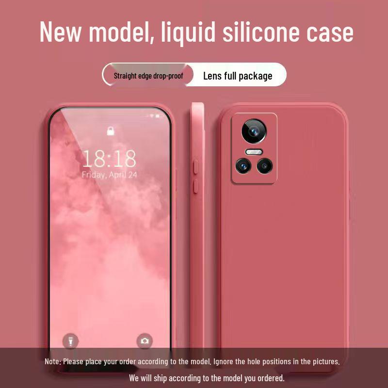 Realme GT Neo 3 Чехол-кубик Рубика однотонный Жидкий чехол - Полное покрытие Защита от падений Мягкий чехол