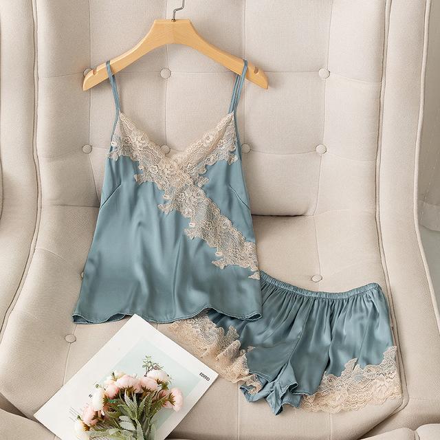 Пижамный комплект, одежда для отдыха, кружевной свадебный банный халат, шорты, костюм, сексуальная женская одежда для сна, летние атласные пижамы, домашняя одежда