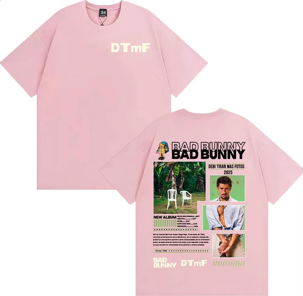 Rapper Bad Bunny Album Cover Graphic T Shirt Debi Tirar Mas Fotos DTMF Tshirts Men Women High Quality Casual 100 Cotton Tshirt