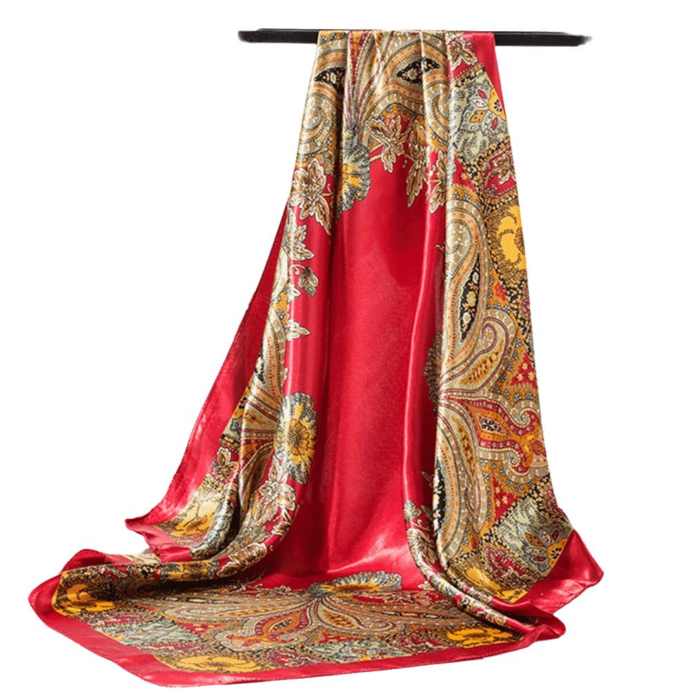 Floral Print Satin Scarf Hijab Soft Head Scarf Elegant Square Silk Scarf Women