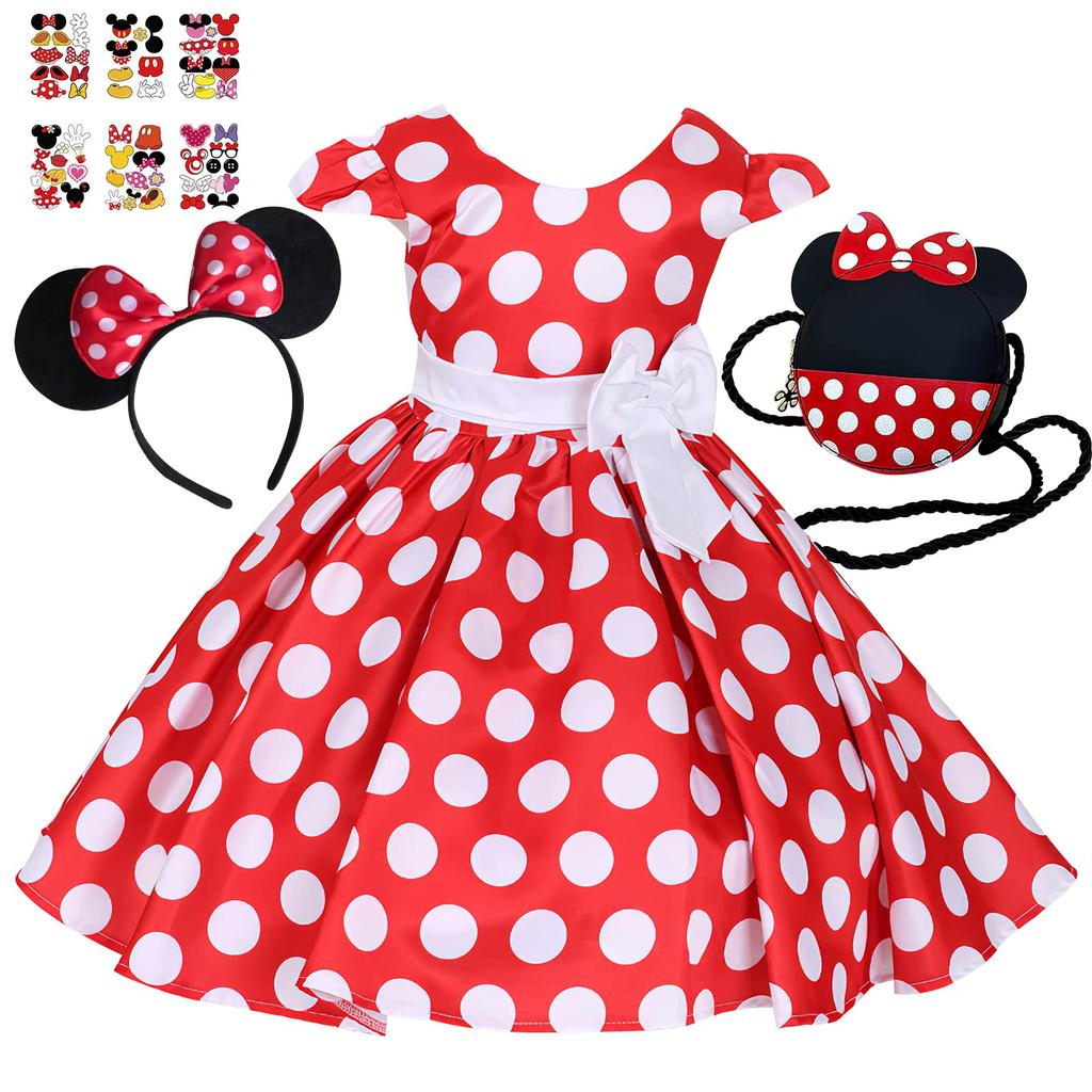 TUAHOUS Kids' 4-Piece Mickey Mouse Dress and Skirt Set, Perfect for Halloween and Christmas, Perfect for Girls (100cm)