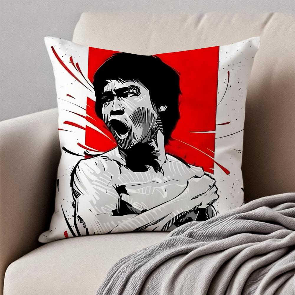 Chinese martial arts star JJackie Chan Cushion Cover Pillowcase Antidustmite Invisible Zipper Short Plush Sofa Cushion