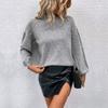 Vintage Fashion Elegant Casual Autumn and Winter Long-sleeved Solid Color Beading Loose Sweater Set Head Outer Wear