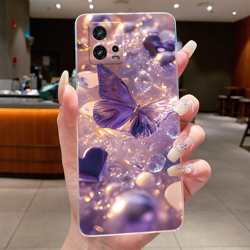 For Cover Motorola Moto G72 Case G 72 Flower design Clear Soft Silicone Back Funda Bumper For Moto G72 MotoG72 Phone Cases Coque
