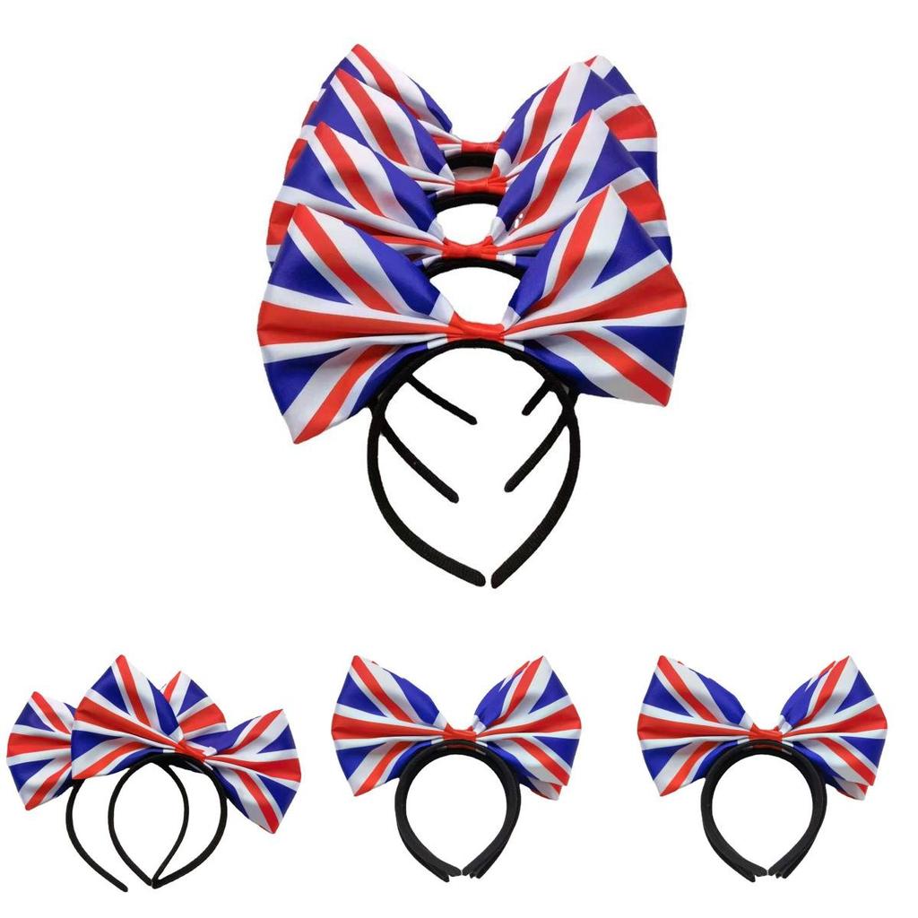Повязка на голову с бабочкой Union Jack, ободок для волос для патриотических празднований и Платинового юбилея, унисекс