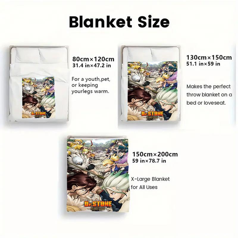 Dr. Stone 2D Flat Pattern Flannel Blanket High quality All Seasons Warmth and Comfort Perfect for Christmas Gifts.SMT0917232