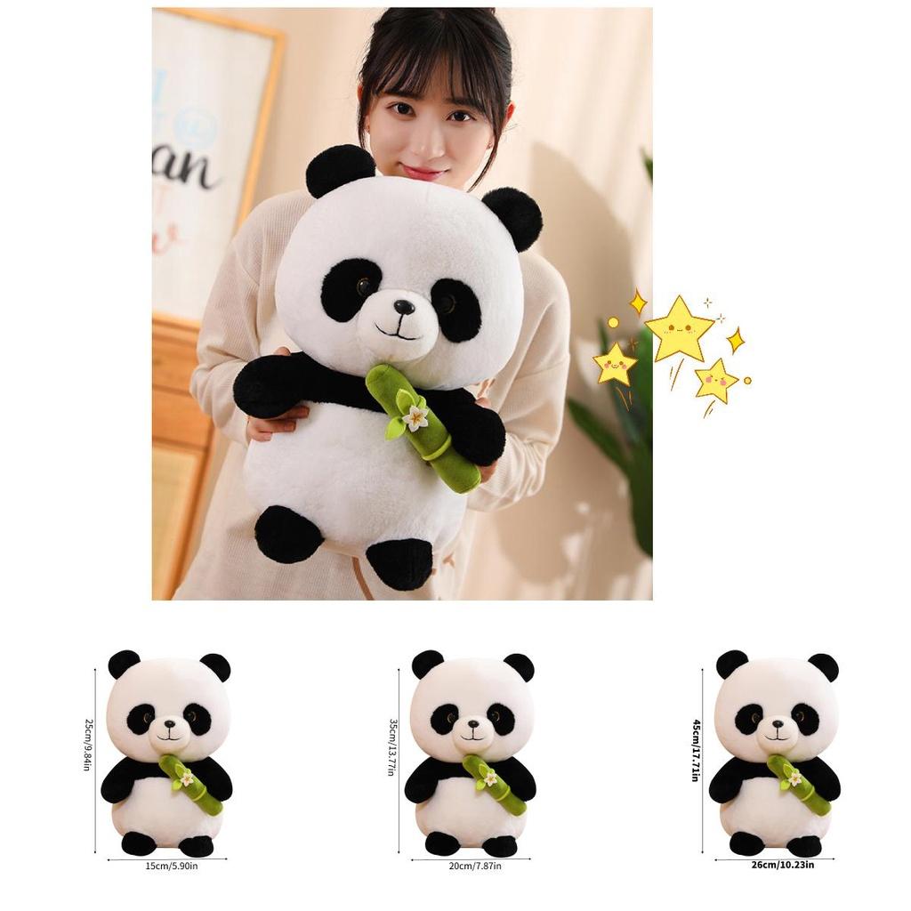 Adorable Cartoon Panda Plush Doll Toy With Short Fur And Pp Cotton Filling