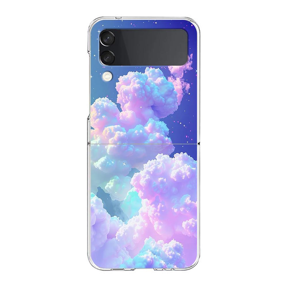 Чехол для телефона с рисунком из плавающей жидкости для Samsung Galaxy Z Flip 3 4 5, Жесткий складной, Прозрачный ПК, Задняя крышка для Samsung Z Flip 6