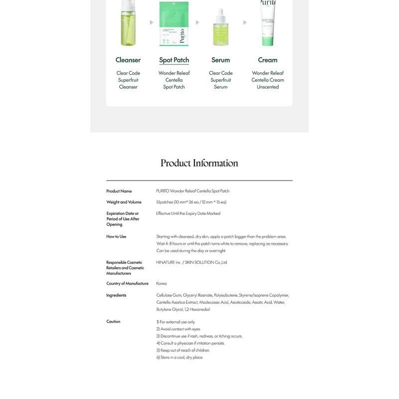 Purito SEOUL - Wonder Releaf Пластырь от прыщей с центеллой
