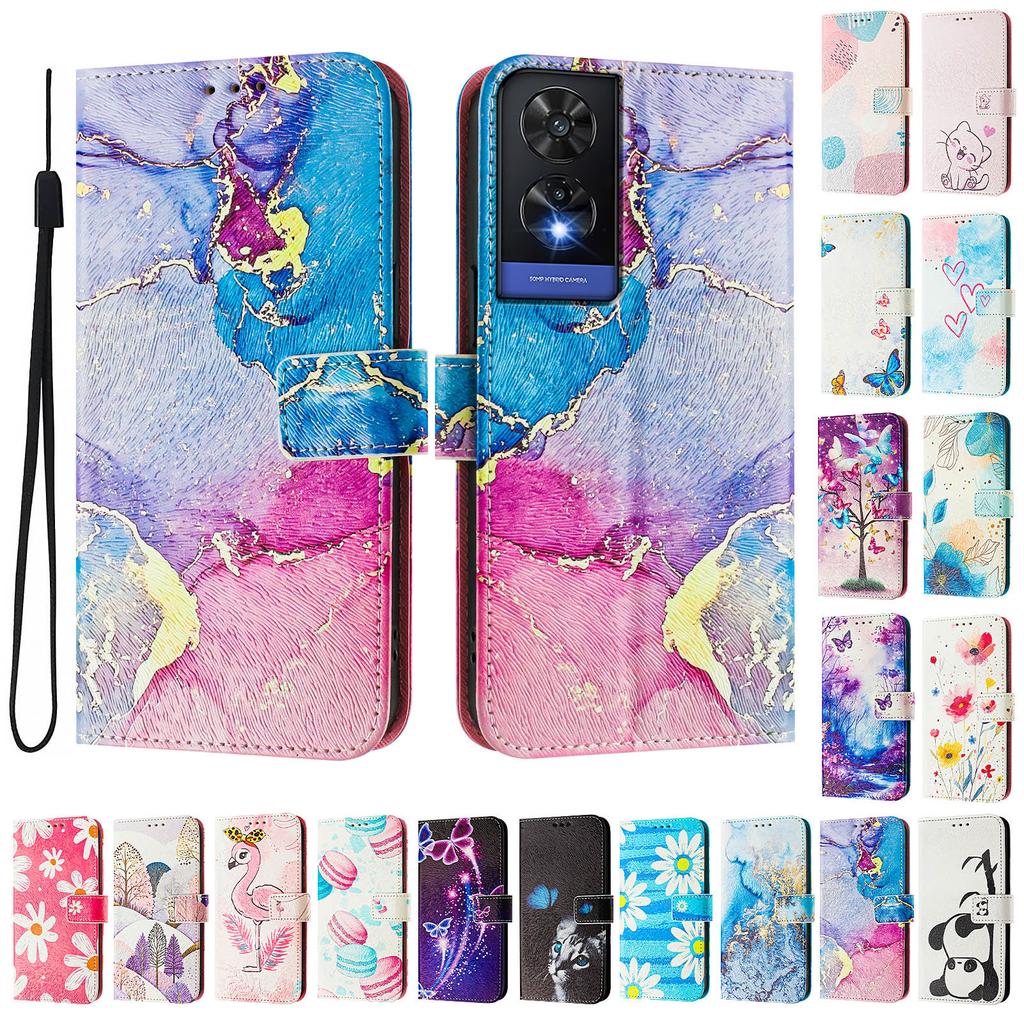 Colored Marble Luxury Painted Leather Case Wallet Book Style Cover for TCL 305,306,403,501,TCL 30,30 Plus,30 XE 5G,201,20 R,40R,TCL 40 SE...