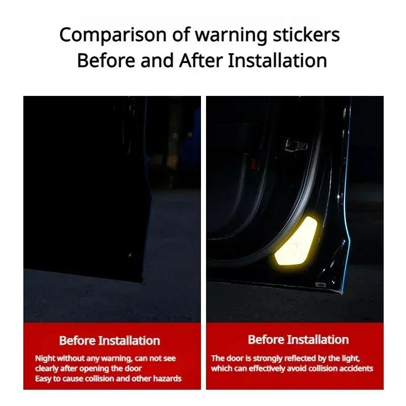 Door Reflective Warning Sticker for Tesla Model 3 Y Accessories Reflectiver Safety Warning Sticker Bright Car Decoration Sticker