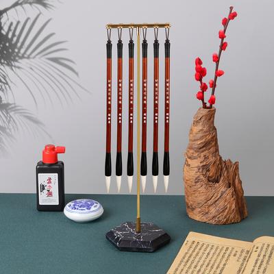 Подставка для кистей с китайским зодиаком и основанием из смоляного камня, подставка для каллиграфии, вешалка для чернил, 12 крючков, держатель для кистей для письма, канцелярские принадлежности