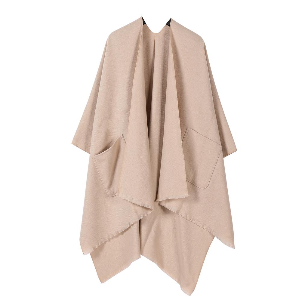 Однотонная шаль, летняя верхняя одежда, женская однотонная куртка с карманами, накидка, раздельная накидка двойного назначения
