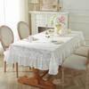 Romantic Rustic Lace Hollow Yarn Ruffle Tablecloth Dessert Table Wedding Decoration Coffee Table Linen