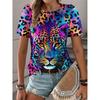 Summer Colorful Leopard 3D Print T-shirts Women Streetwear Casual Fashion Y2k Short Sleeve T Shirt O-neck Tees Tops Clothing
