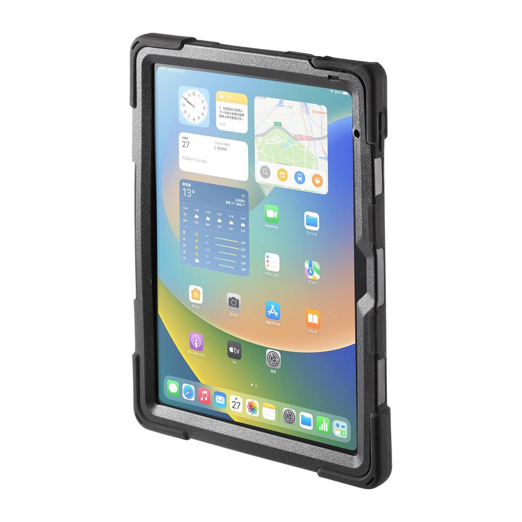 SANWA SUPPLY PDA-IPAD1917BK Shockproof Case for iPad 10.9-inch (with Handle, Stand, and Shoulder Strap)