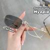 Anti-blue Prescription Eyewear Frameless Photochromic Myopia Glasses Ultra Light Color-changing Finished Near Sight Eyeglasses