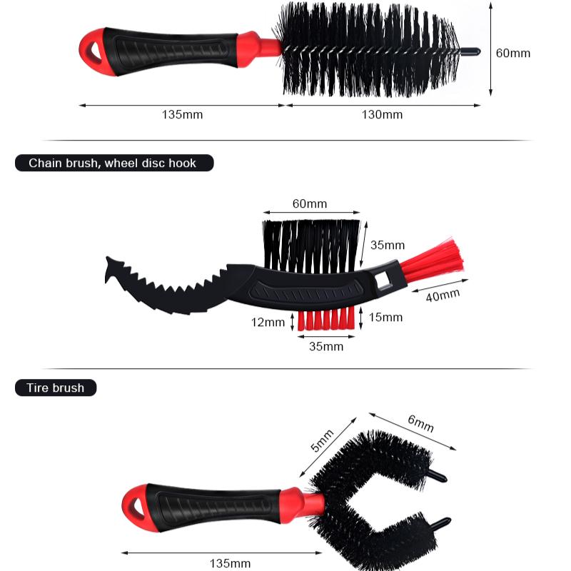 Набор из 3 щеток для чистки велосипеда, инструмент для чистки цепи, щетка для шин горного шоссейного велосипеда, набор для быстрой мойки, инструменты для чистки