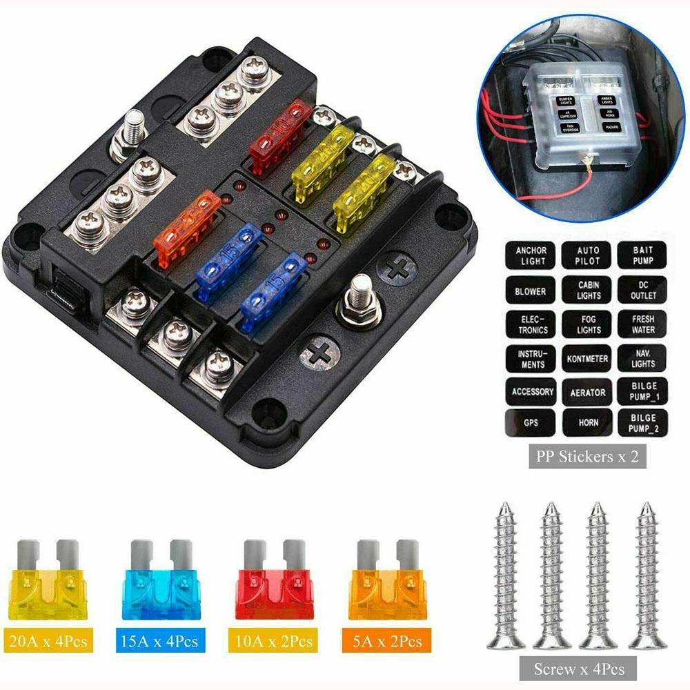High Quality Car Boat 6 Way Fuse Holder Box Block Panel Fuses Fuse Box Auto Replacement Parts