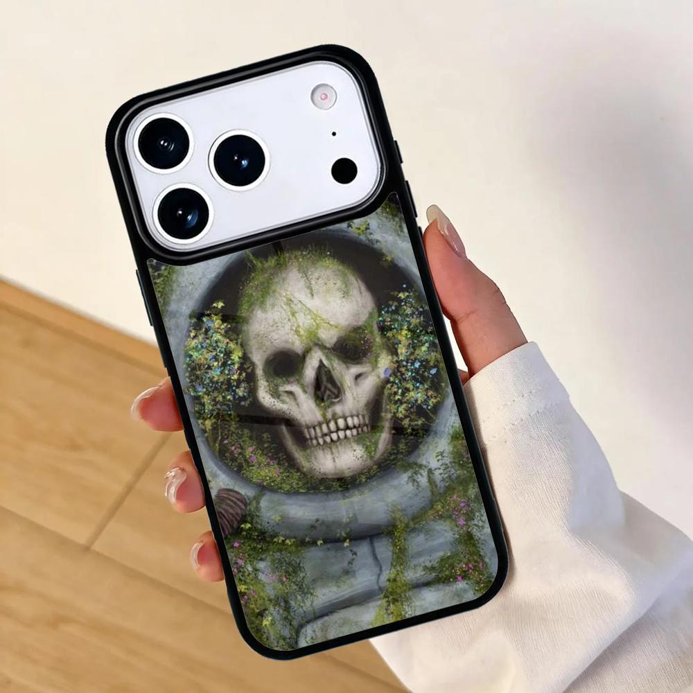 Skull Space Hair Phone Case For Apple iPhone 17 air 16 Pro Max 15 Pro Max 14 13 12 11 Mini Back Cover