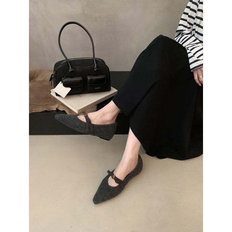 Французские туфли Мэри Джейн с увеличением внутреннего роста 2025 слово с заостренным маленьким ароматным ветром туфли-лодочки