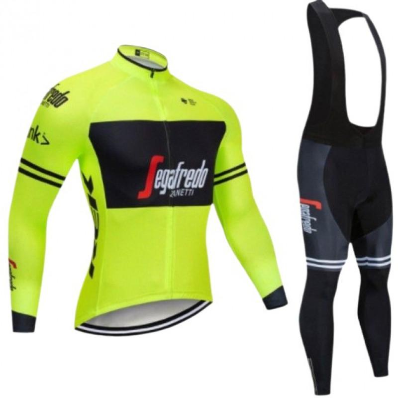 Thermal Winter Cycling Jersey Men Breathable Fleece-Lined Long Sleeve Bike Wear