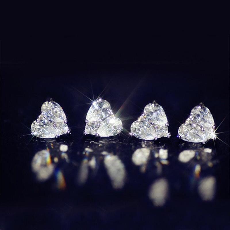 BELLA BOX Новые модные серьги-гвоздики в форме сердца для свадьбы, помолвки, серебряные эстетические серьги высокого качества, женские украшения