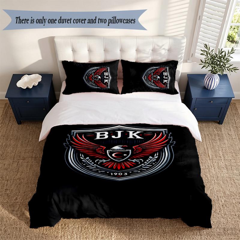 BJK FC 3‑Piece Bedding Set Soft Microfiber Duvet Cover Pillowcases Comfortable Bed Linen for Bedroom Decoration