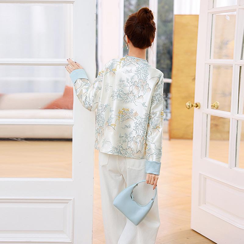 2025 Spring Chinese-Style Women's Sequin Embroidery Frog Button Retro Short Jacket