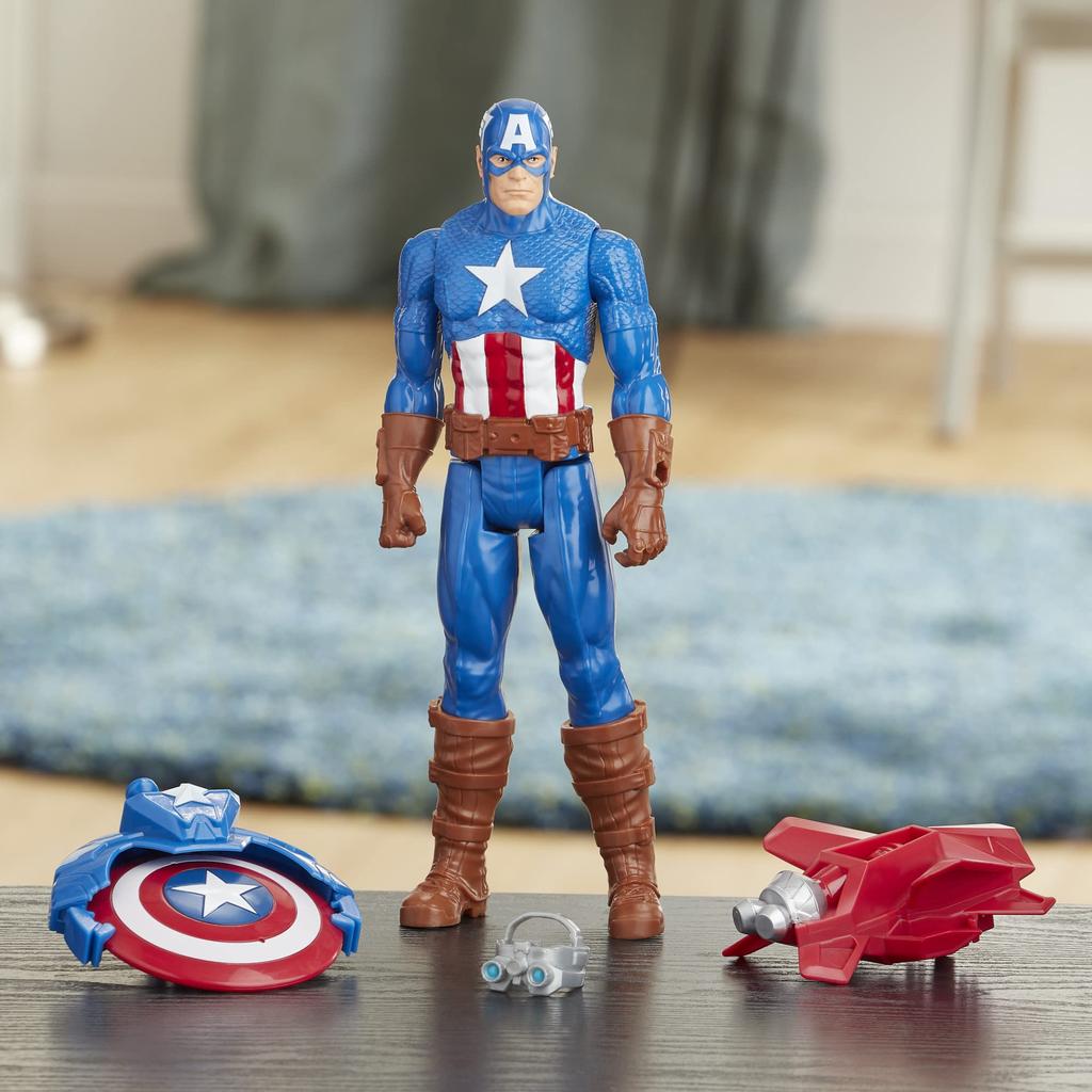 MARVEL Фигурка Капитана Америки Titan Hero Blast Gear E7374 с пусковой установкой, 12 дюймов