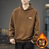 Зимний плотный флисовый свитер с капюшоном, мужской модный брендовый свободный большой размер, топ премиум-класса, пуловер для спорта и отдыха на открытом воздухе