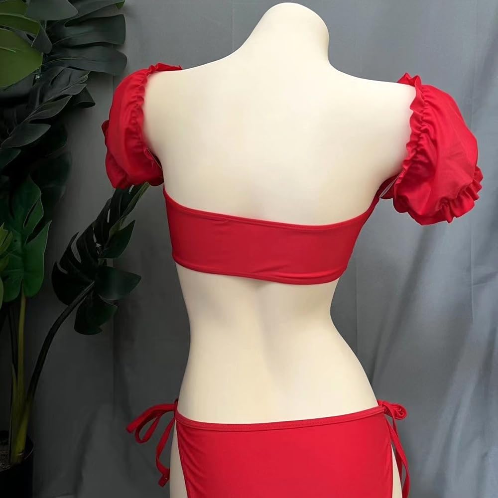 Bikini Swimsuit for Triangle Top and Bottom Bikini Hot Swimming [Wzhiming] Women, Bikini, 2-Piece Set, Set, Women's Swimsuit, Beach, Springs, (S, Red)