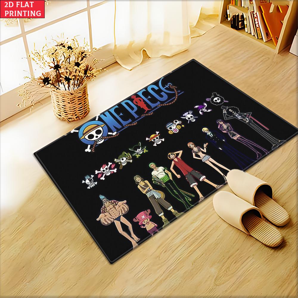 Anime Straw Hat Crew Jolly Roger Doormat,Cartoon Pirate Non-slip Floor Mat, Decorative Entrance Rug for Home Living Room Bedroom