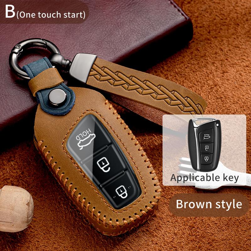 For Hyundai Grandeur HG Sedan Genesis G80 Santa Fe 3DM Grand SantaFe 2018 IX45 EQUUS Azera Leather Auto Key Shell Case Cover