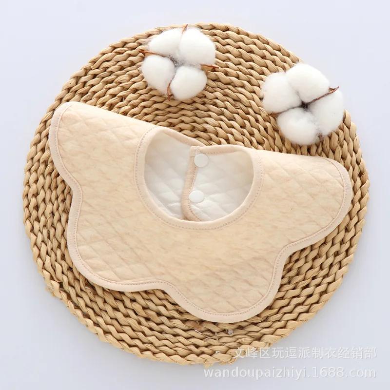 Newborn Baby Color Cotton Simple Cotton Warm Saliva Towel Bib 360 Degree Baby Petal Bib Male and Female Baby Feeding Apron Bib