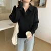 Spring New Loose and Chic Lo-neck Sweater with Knitted Bottoming Shirt Women's Top