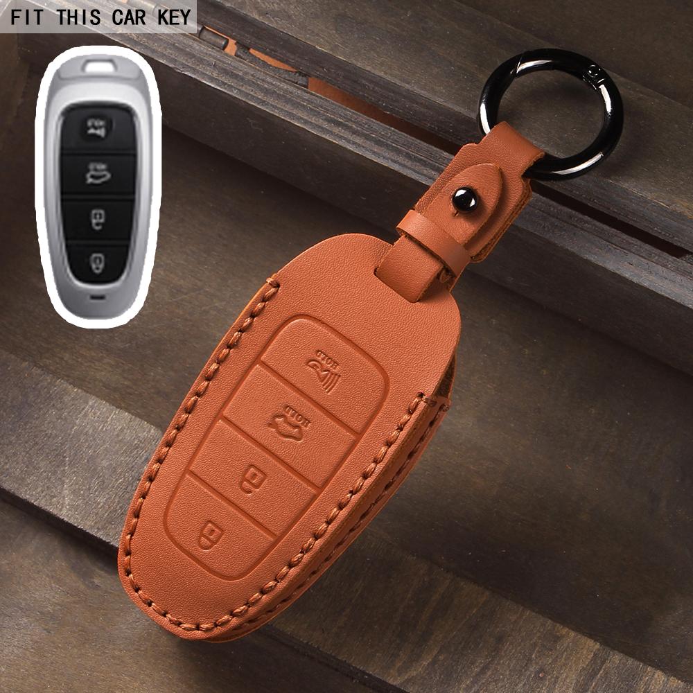 Leather Car Key Case Cover Fob for Hyundai Sonata Sel Ev 6 Ev 8 IONIQ 5 Nexo DN8 Fe Tucson Sonata Staria NX4 Ioniq