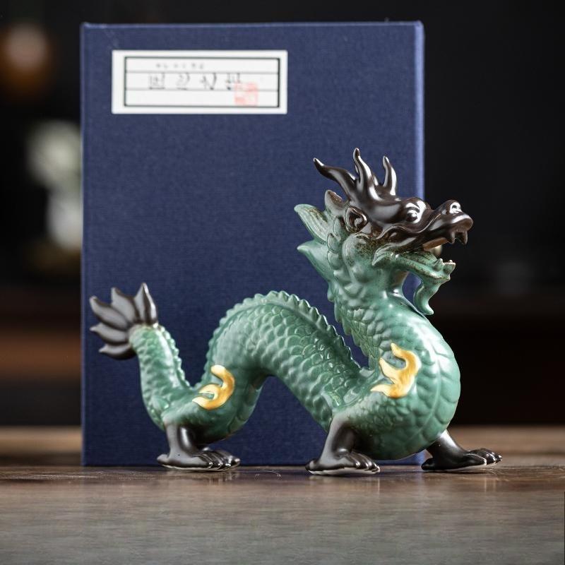 Китайский фарфор Статуэтка дракона Ручная работа Керамика Тотемное животное Скульптура Древняя легенда Тотем Ремесло Деко