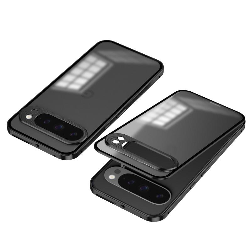 Ударопрочный чехол для телефона Google Pixel 9 Pro XL с металлической рамкой из алюминиевого сплава, матовая прозрачная акриловая задняя крышка для Pixel 9Pro